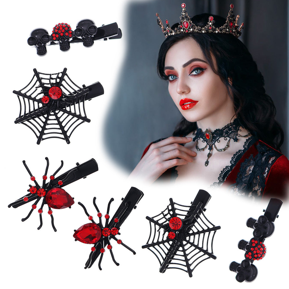 Wholesale Halloween Funny Rhinestone Hair Clips
